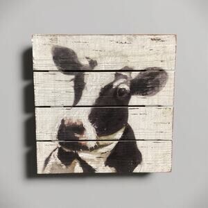 Rustic Wood Cow Painting